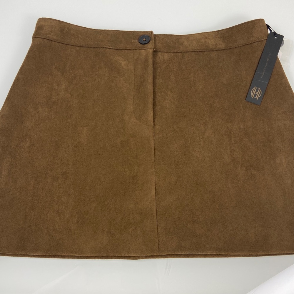 House of Harlow 1960 Womens M Tobacco Brown Faux Suede Mini Skirt NEW HH10236